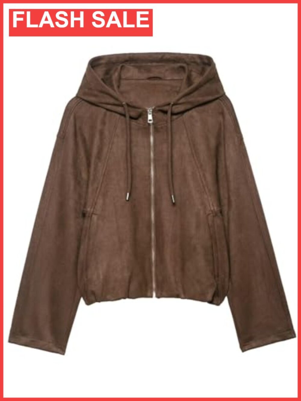 Womens Faux Suede Bomber Jacket Hooded Cropped Zip Casual Outerwear